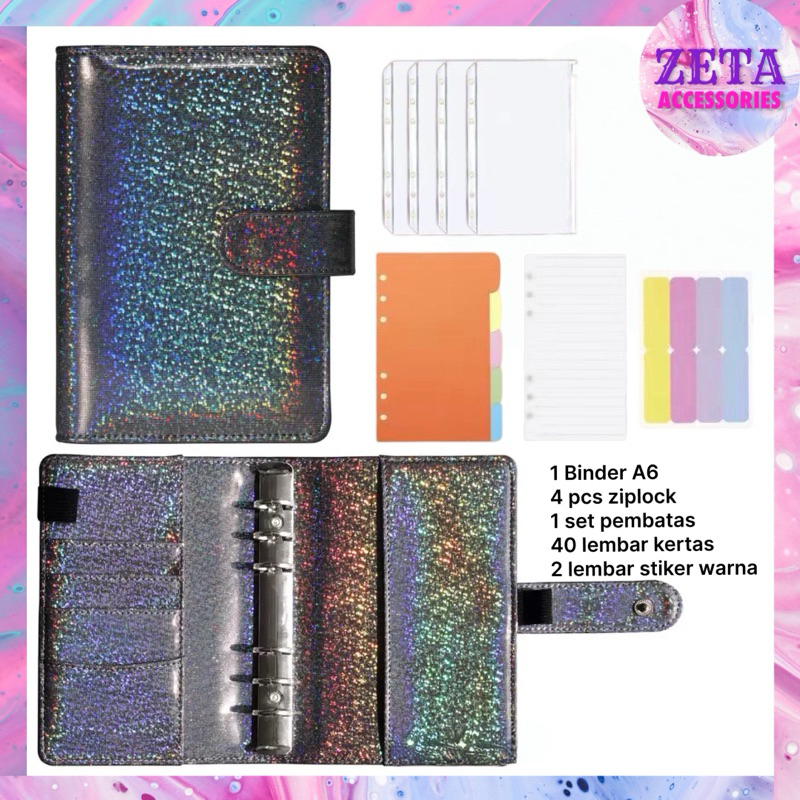 

Promo Notebook Agenda Binder Menabung Cantik Aesthetic Size A6 Ziplock Binder Note Book - BN02