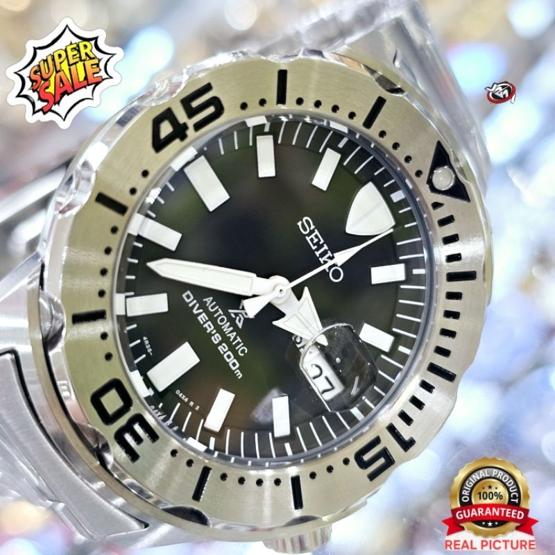 Seiko Prospex Monster Steel With Black Dial Jam Tangan Pria Automatic Original