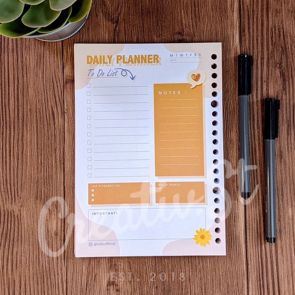 

Tulis Colorful Daily Planner Loose Leaf A5 1 GSM 5 Lbr 2 Ring