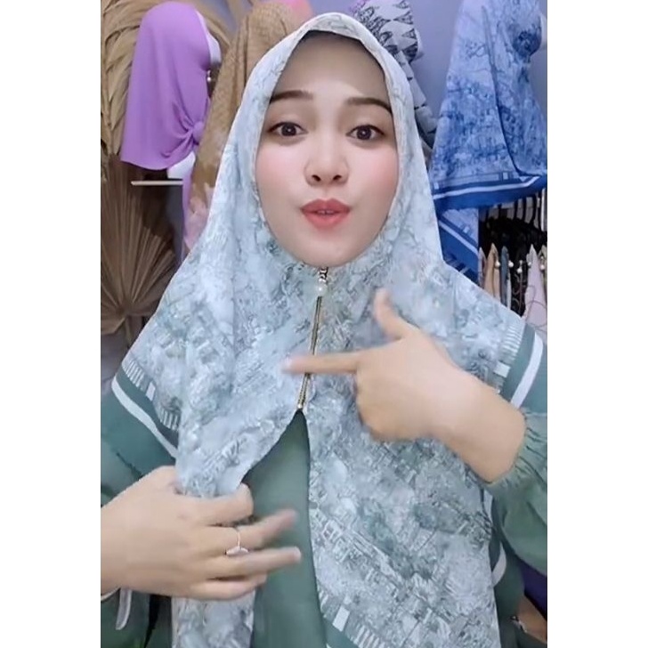 Terkini Hijab Instan Resleting Voal Motif