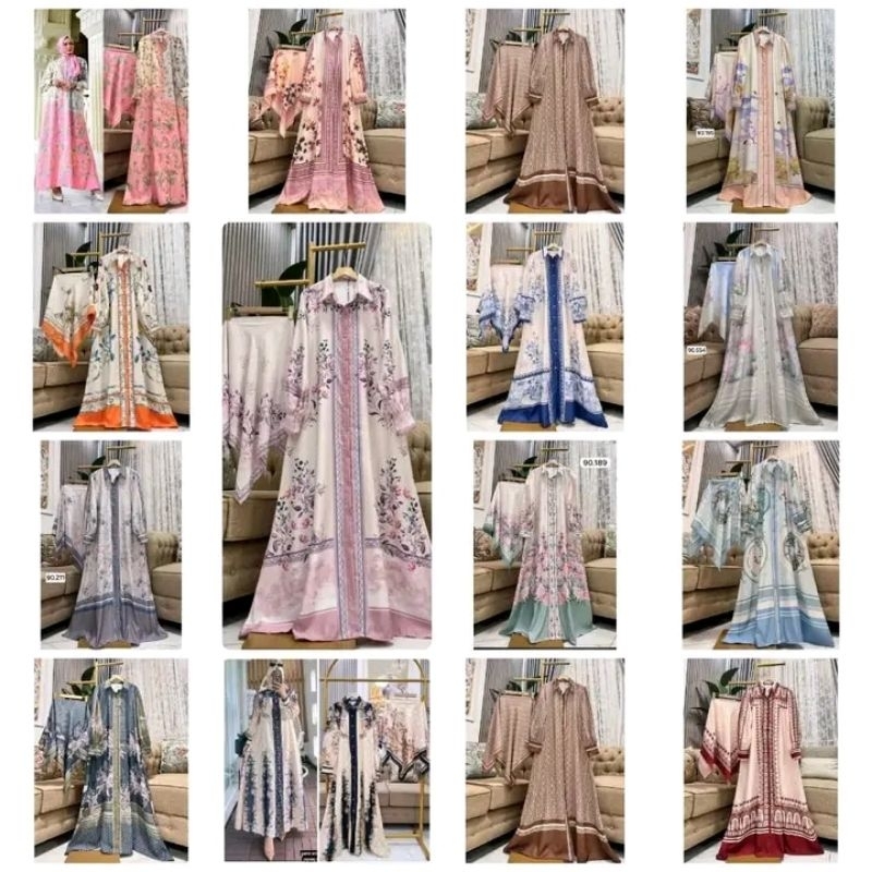 gamis set jilbab segi empat katun BKK premium