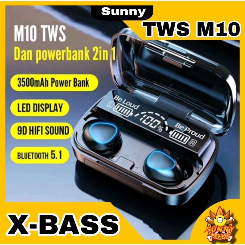 TWS M10 Headset Bluetooth M10 Earphone Tws M10 Henset Bluetooth Bisa Powerbank M10 Led Display