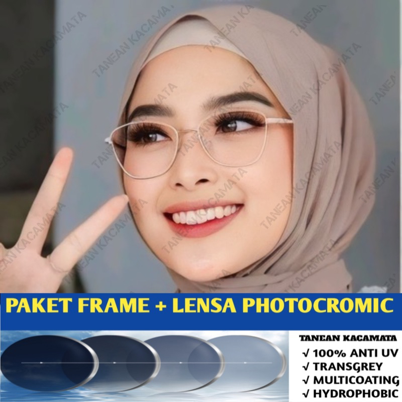 Kacamata Wanita kacamata minus kacamata Kotak Kecil kacamata Lensa Photocromic Frame 8292