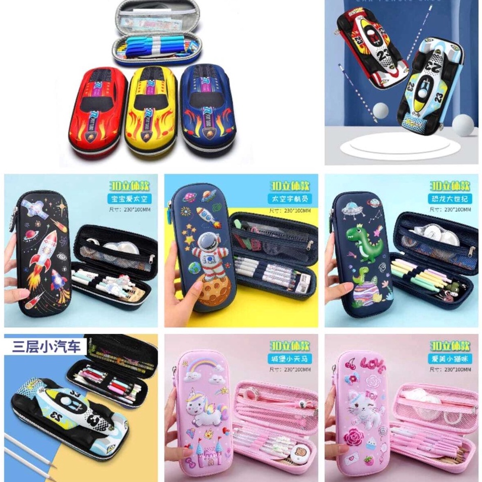 

zwq Kotak Pensil 3D Anak Sekolah TK SD Pencil Case 3D Bahan EVA Tempat Pensil 3D Timbul