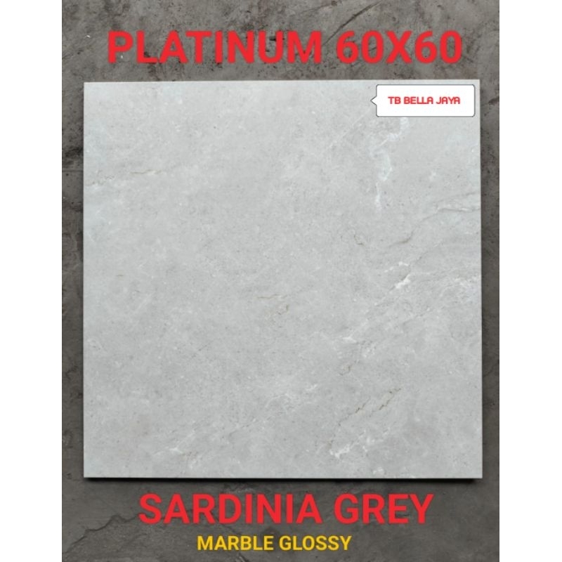 Keramik Lantai Licin Platinum Sardinia Grey Ukuran 6060