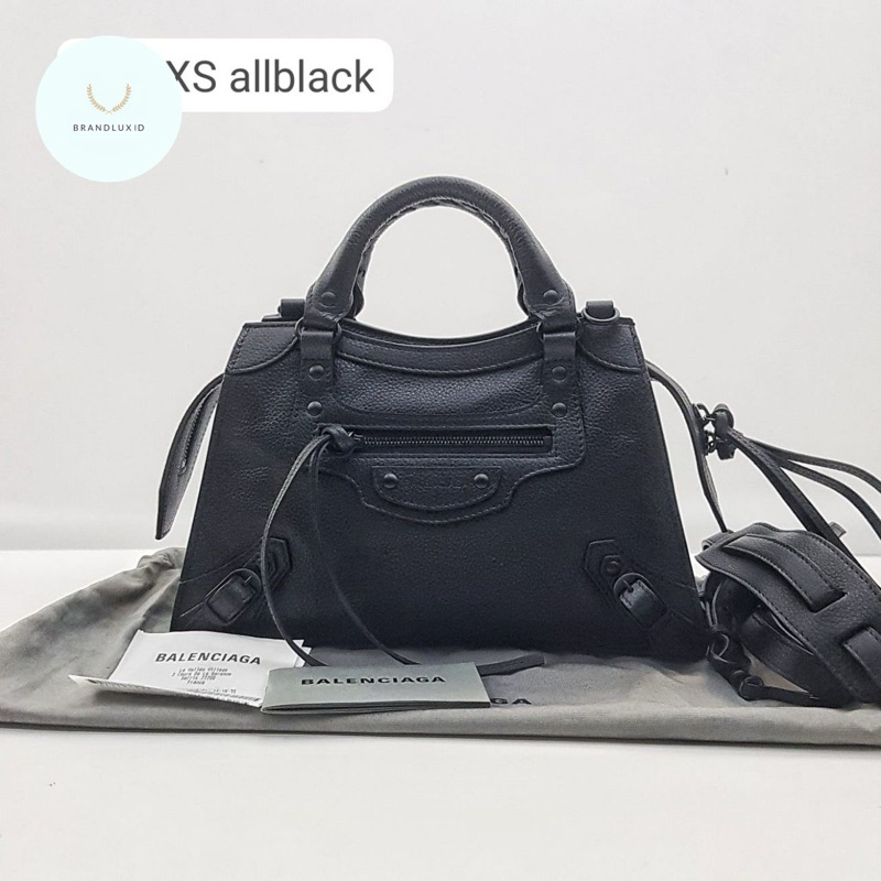 Balenciaga NEO XS leather grained all black