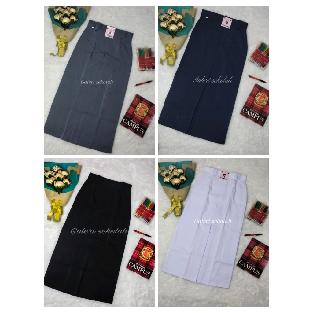 Rok span rempel 1 depan panjang SMA/SMP/Rok span panjang/Rok rempel 1