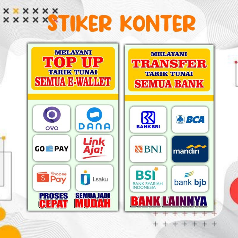 CETAK STIKER POSTER KONTER EWALET & BANK (bukan top up)