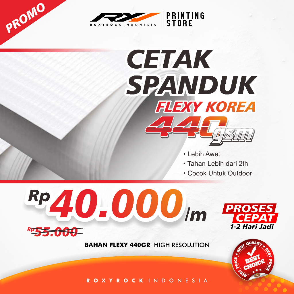 CETAK SPANDUK FLEXY KOREA 440 GSM