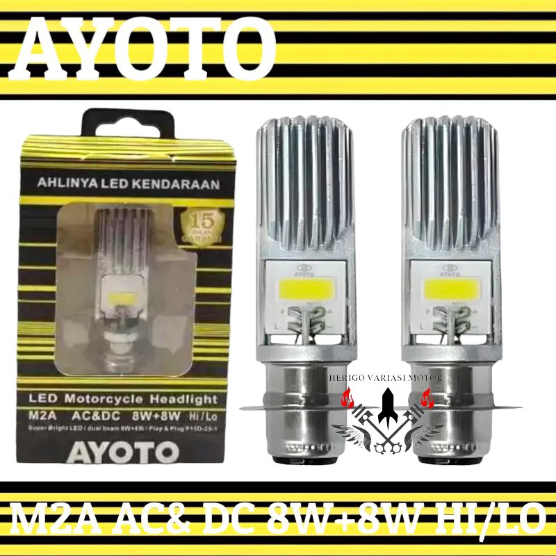 lampu led depan ayoto m2a lampu led motor 2 pcs nyala putih Jupiter Z1 supra x 125 Vario karbu Vario