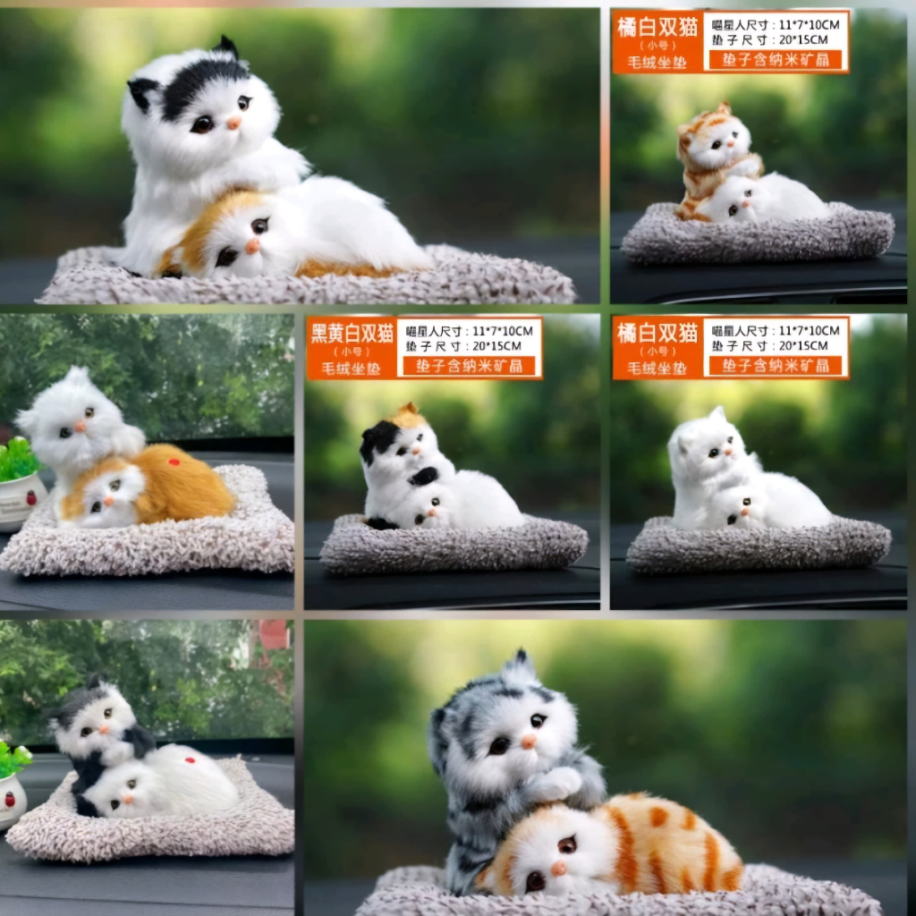 ARANG Bambu Kucing Pajangan Dashboard Mobil Pajangan Mobil Arang Bambu Mobil Arang Bambu Dua Kucing 