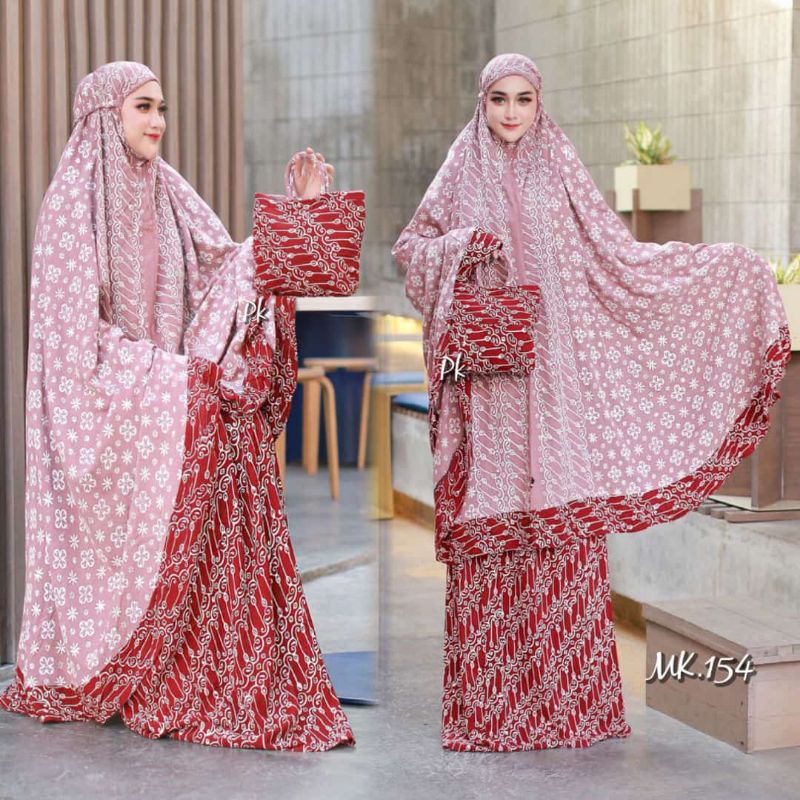 telekung batik telekung jumbo mukena dewasa warna maroon