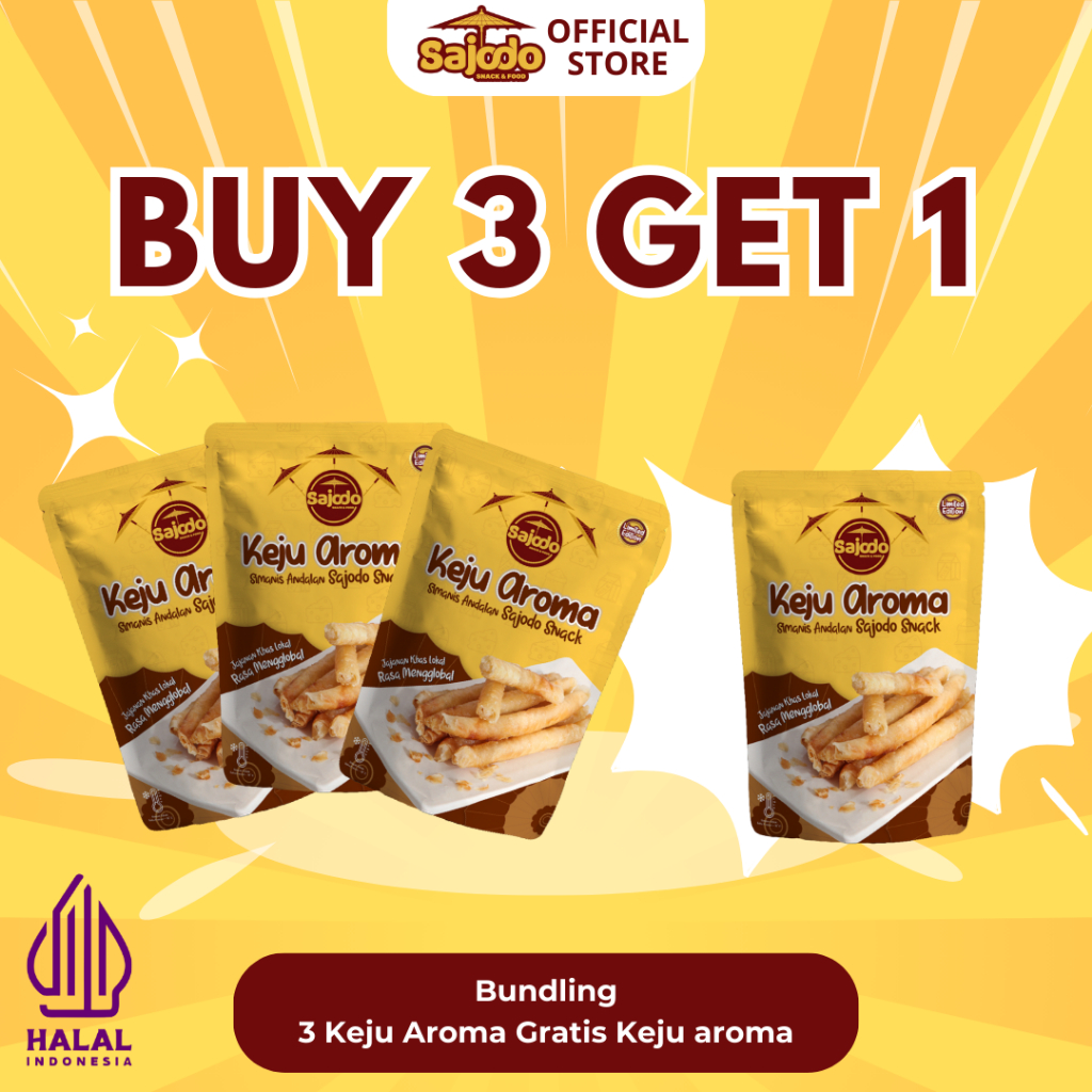 

[BELI 3 GRATIS 1] KEJU AROMA SAJODO SNACK