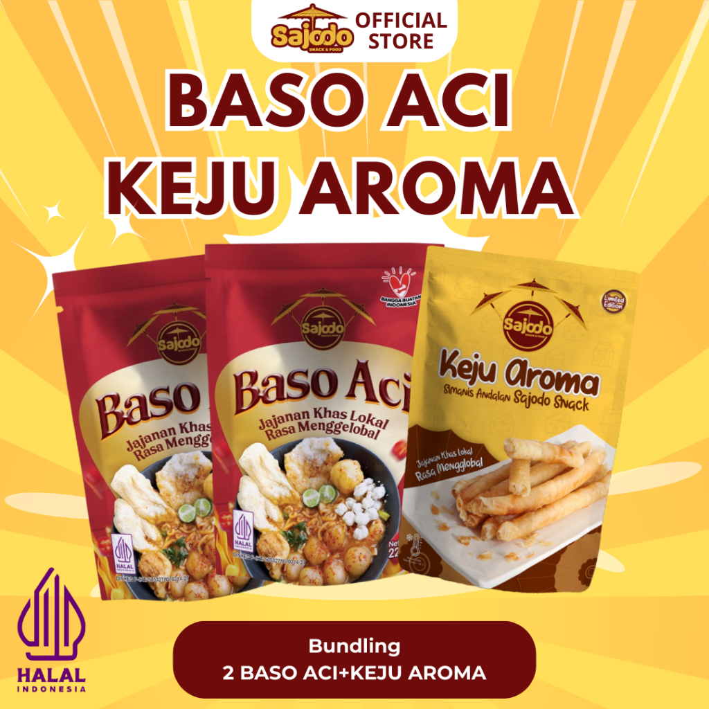 

SAJODO - PAKET BUNDLING SAJODO BEST SELLER 2 - BASO ACI 2 (195 Gram), KEJU AROMA 1 (185 Gram)