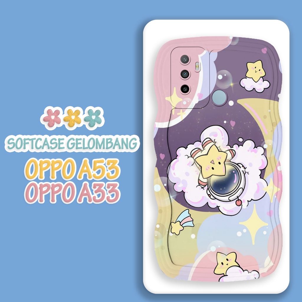 Softacase Gelombang Untuk OPPO A53 / A33 2020 Motif Kartun Softcase Protac camera Silikon Hardcase