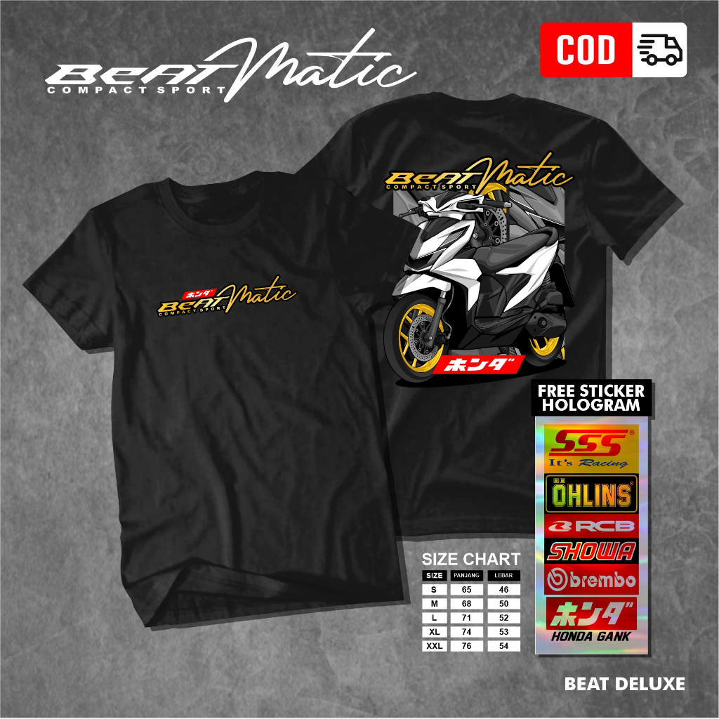 COD ( Free Sticker Hologram )  Kaos Beat DELUXE Terbaru 2024 - Kaos Distro Racing Cotton Combed Tshi