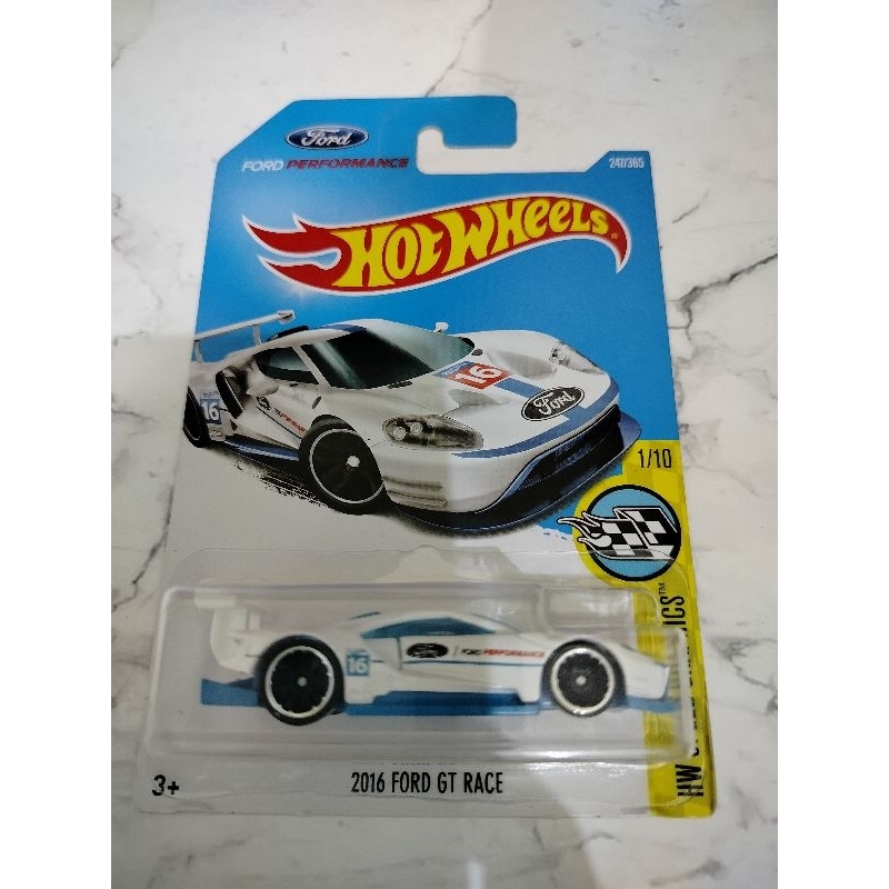 T - HOT WHEELS HOTWHEELS 2016 FORD GT RACE PUTIH BIRU