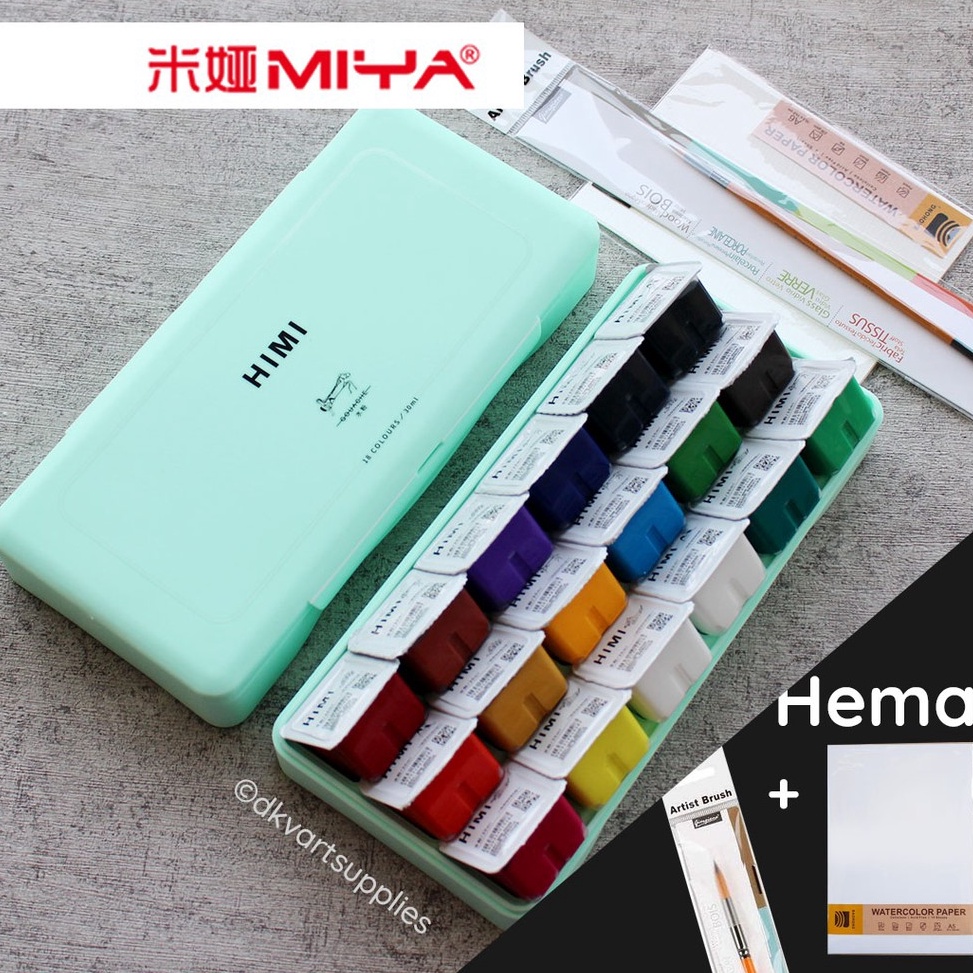 

KODE A76H Miya Himi Gouache 18 Warna Colors 3ml