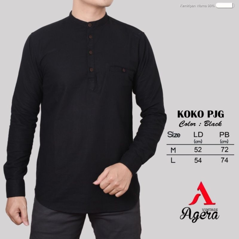 Baju Kemeja Koko Dewasa Hitam dan Putih by Agera