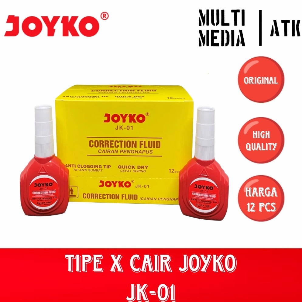 

KODE A88Y CORRECTION PEN JOYKO TIPE X JK1 ISI 12 PCS