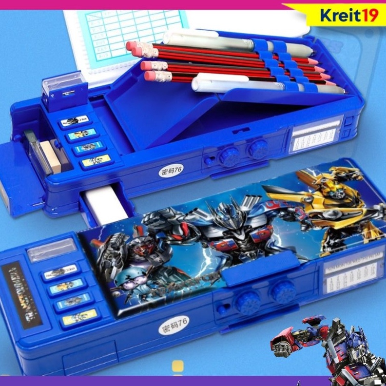 

KODE N22Y Kotak Pensil Anak Laki Laki Kode Sandi Pencil Case Tempat Pensil Transformer Password