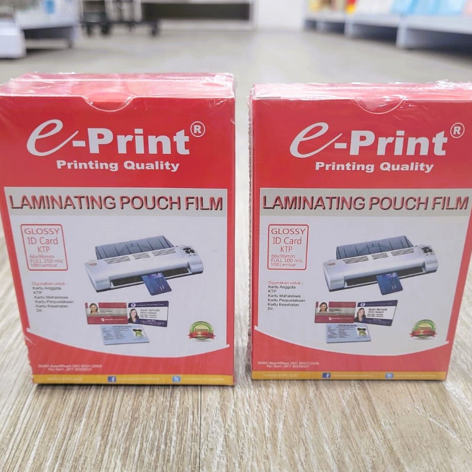 

KODE B23H Laminating Pouch Film KTP ID Card Plastik Laminating Ukuran KTP ID Card EPrint 1 25 Micron