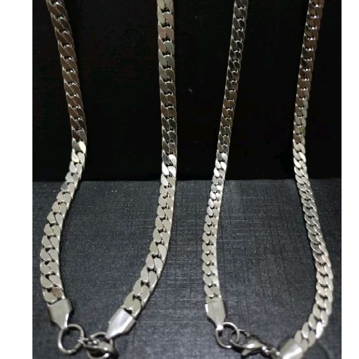Kalung Titanium Model Sisik Naga Kotak Silver Pria dan Wanita
