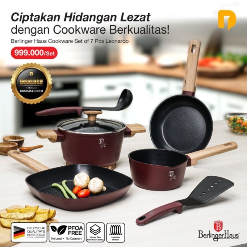 BERLINGER HAUS COOKWARE SET OF 7 PCSLEONARDO