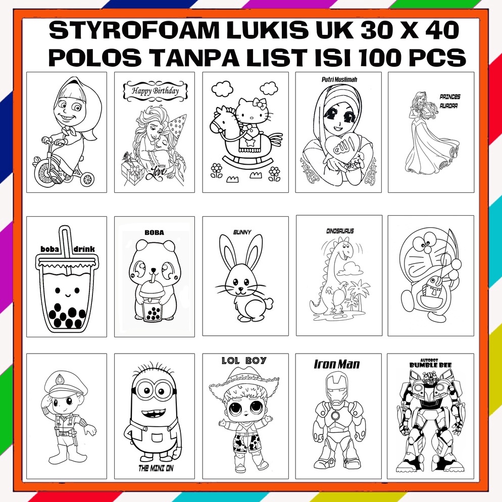 

KODE I42N Paket grosir styrofoam lukis uk 3 x 4 isi 1 polos tanpa list