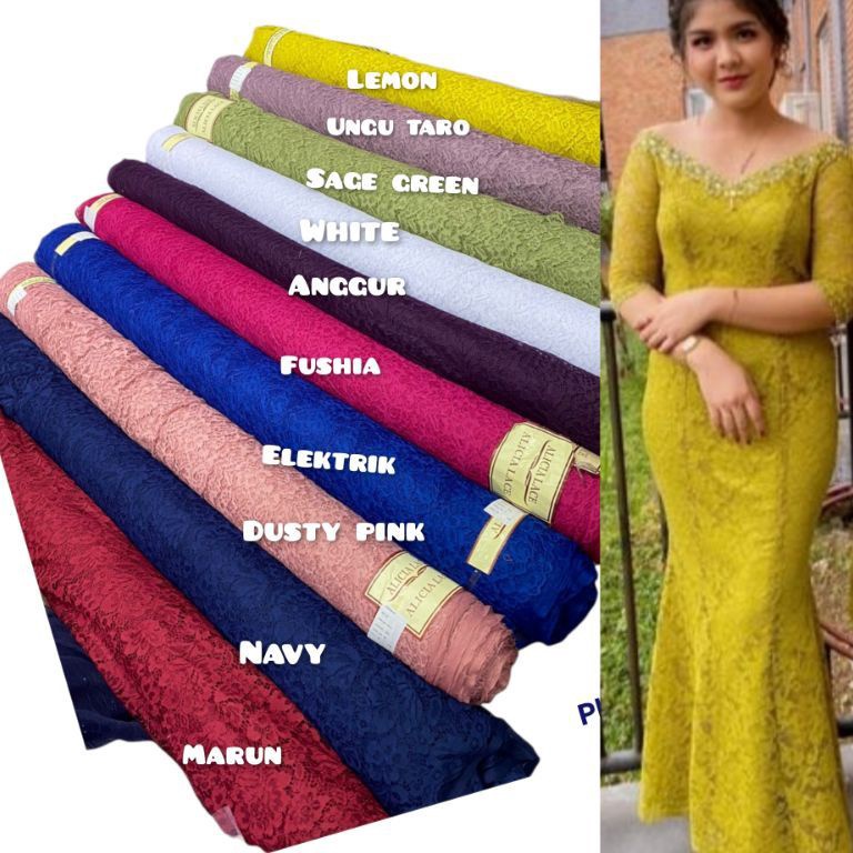 csva 6 Kain Brokat Cord lace gliter Premium  Bahan Brukat Corneli gliter dan Non gliter 7BZ