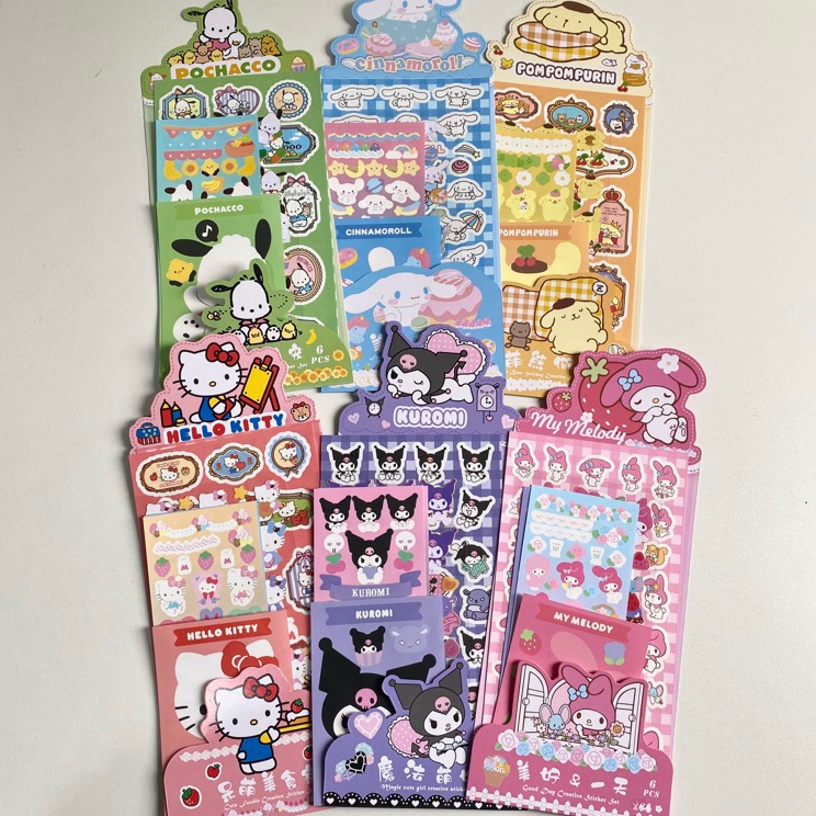 

Promo Stiker Garis 6 Lembar Karakter Kartun Sanrio Kuromi Pochacho Pompompurin Hello Kitty Cinnamoroll Kuromi