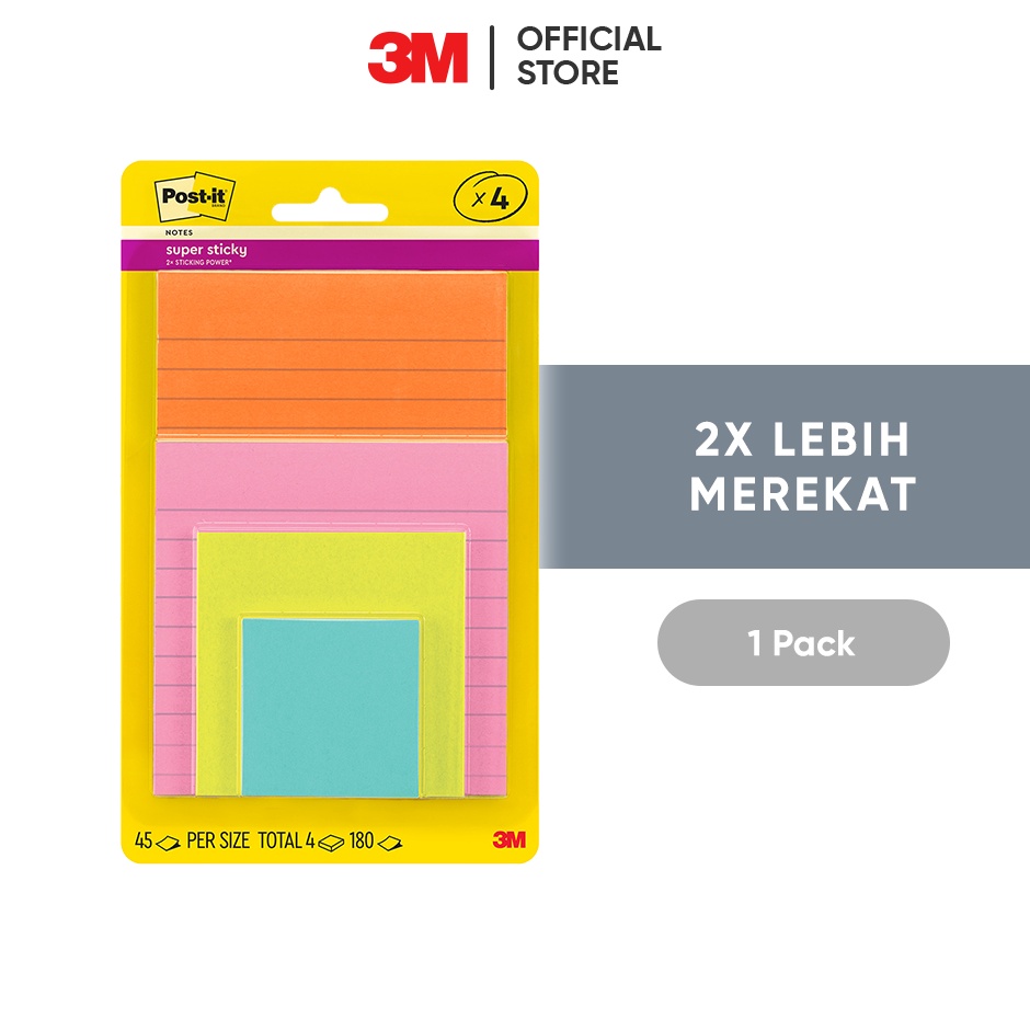 

Serba Murah 3M Postit Sticky Notes Multipack 4622SSMIA 2x Lebih merekat 1 pak 4 pad 76x76 mm Untuk penanda dan pengingat