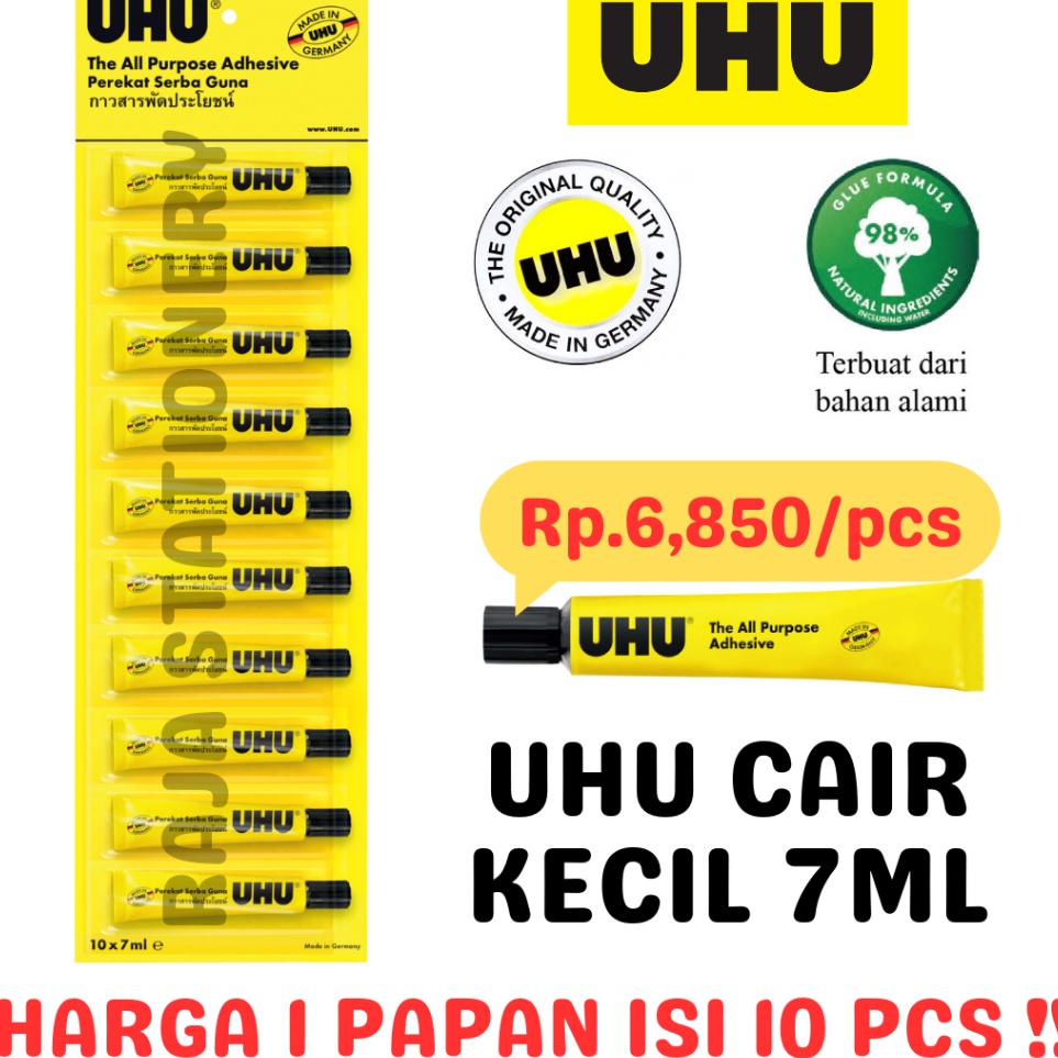 

UHU ALL PURPOSE GLUE 7ML LEM SERBAA UHU CAIR BENING KECIL 1PCS