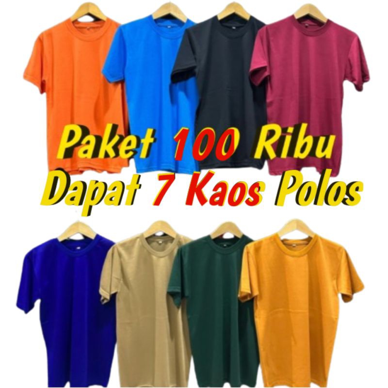Kaos Polos Dewasa 100 Dapat 7 Kaos