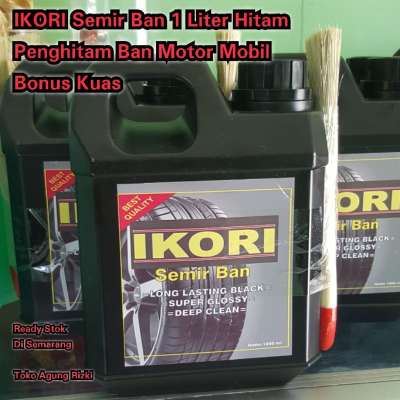 Cairan IKORI Semir Ban 1 Liter Hitam Penghitam Ban Motor Mobil Bonus Kuas