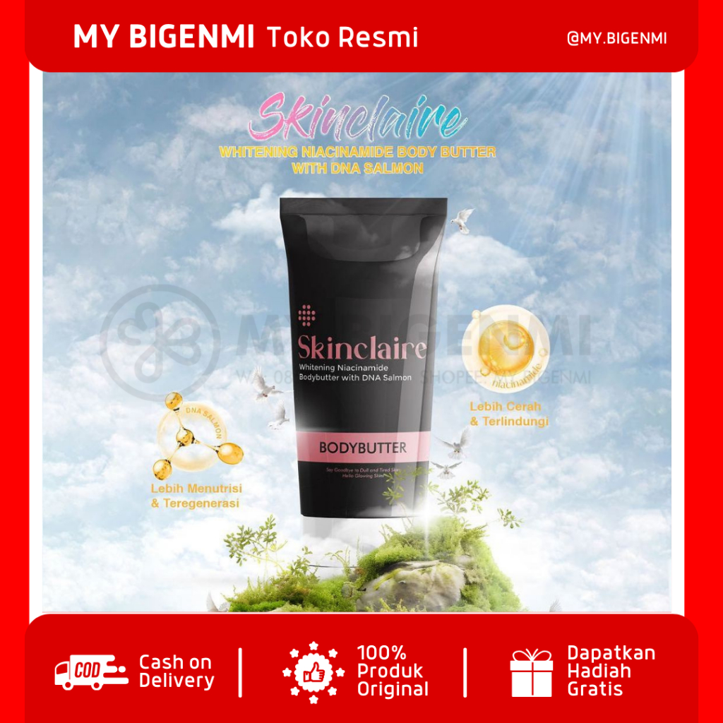 SKINCLAIRE WHITENING NIACINAMIDE BODY BUTTER WITH DNA SALMON BIGENMI (BARU)
