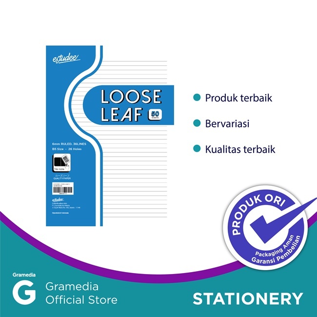 

Gramedia Malang - Estudee - Loose Leaf Motif Garis Ukuran B5 Isi 50 Lembar