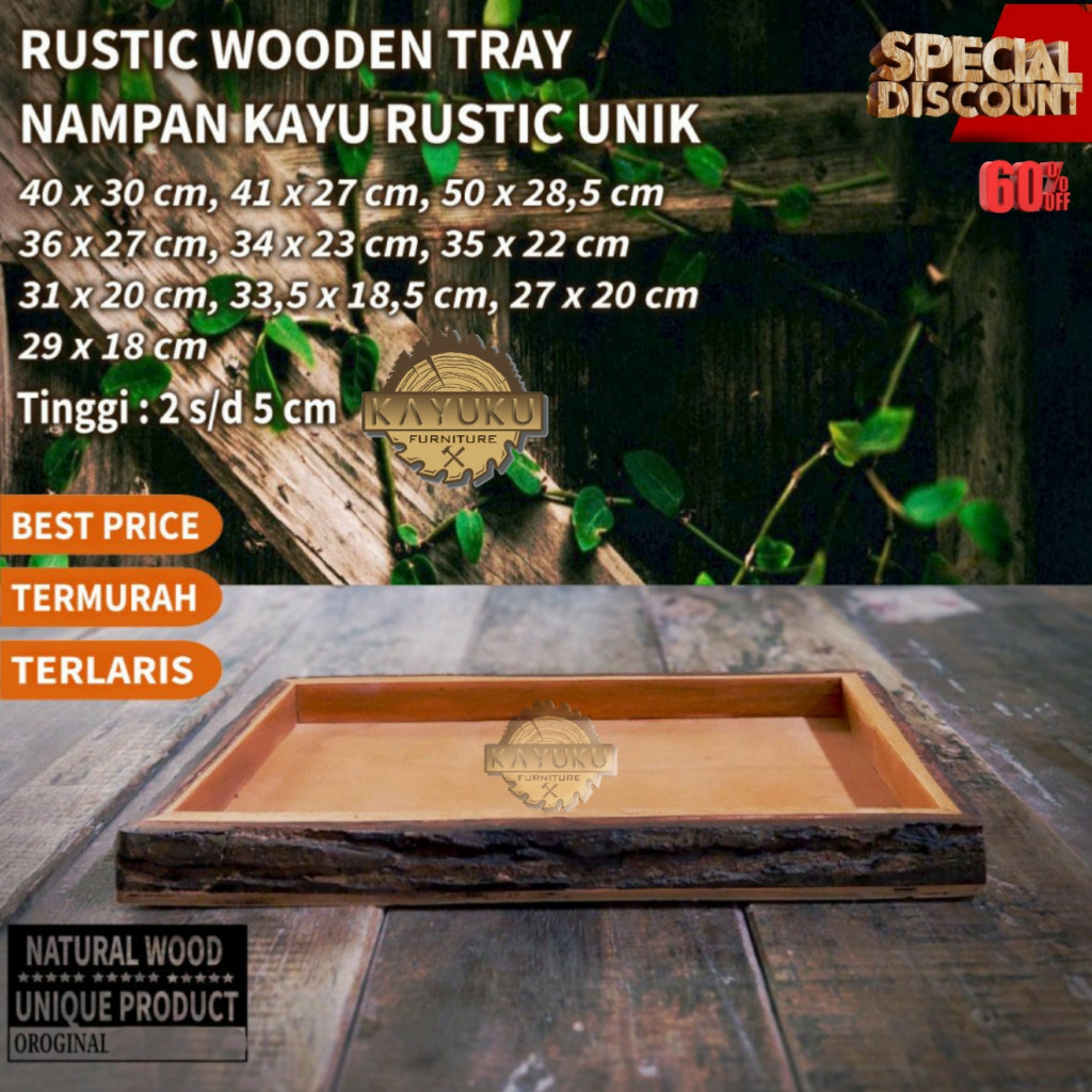 Nampan kayu unik rustic nampan kotak seserahan baki kotak penyimpanan