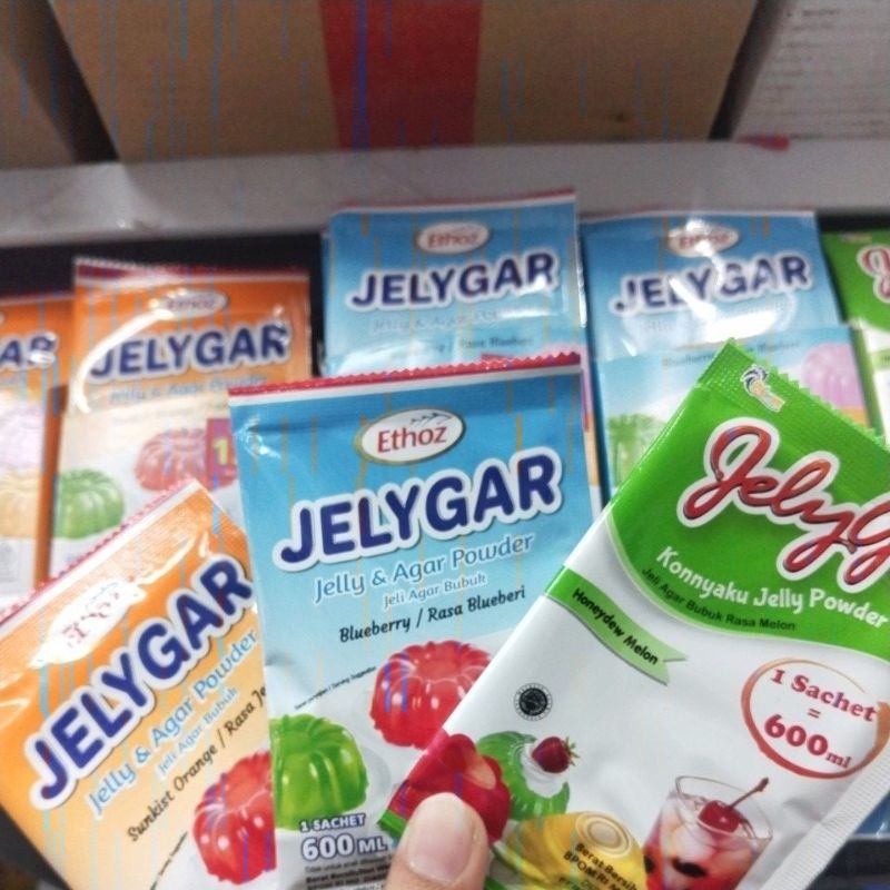 

Jelygar (jelly plus agar-agar) Ethoz 12 gr air 600 ml / jelly powder