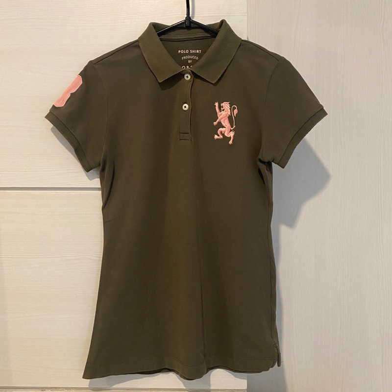 Preloved Giordano Kemeja Polo Shirt Wanita Hijau Army Olive