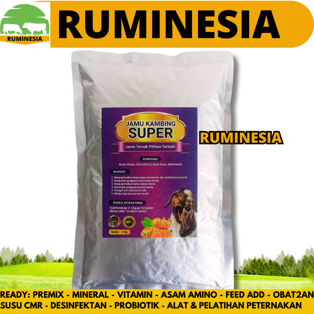 JAMU KAMBING SUPER 1 KG - Jamu Penggemuk Kambing - Meningkatkan Nafsu Makan, Kesehatan & Produksivit