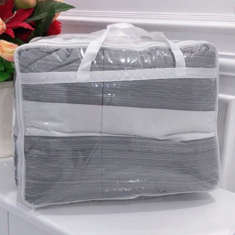 Tas Mika selimut Polos Resleting Warna Putih hitam Transparant