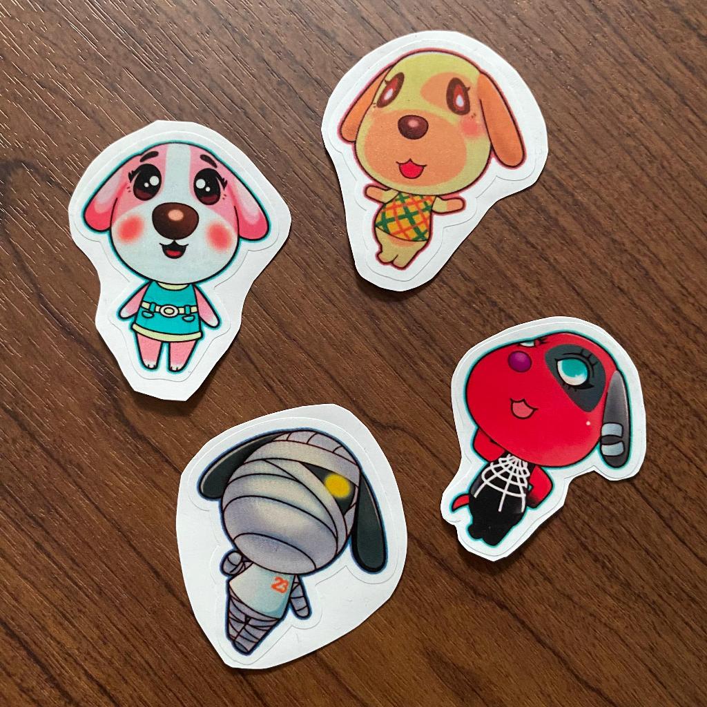 

[ACNH / Animal Crossing New Horizons Characters Homemade Stickers] Dogs Vinyl Stickers / Stiker Vinyl Anjing (Goldie, Cookie, Cherry, & Lucky)