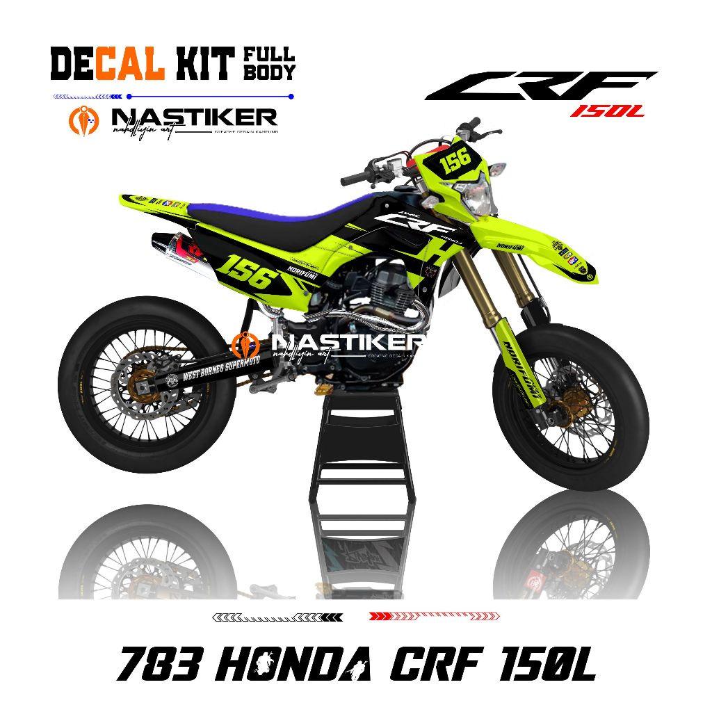 Decal hologram dtracker klx crf full body custom desain - stiker motor crf hologram fulbody