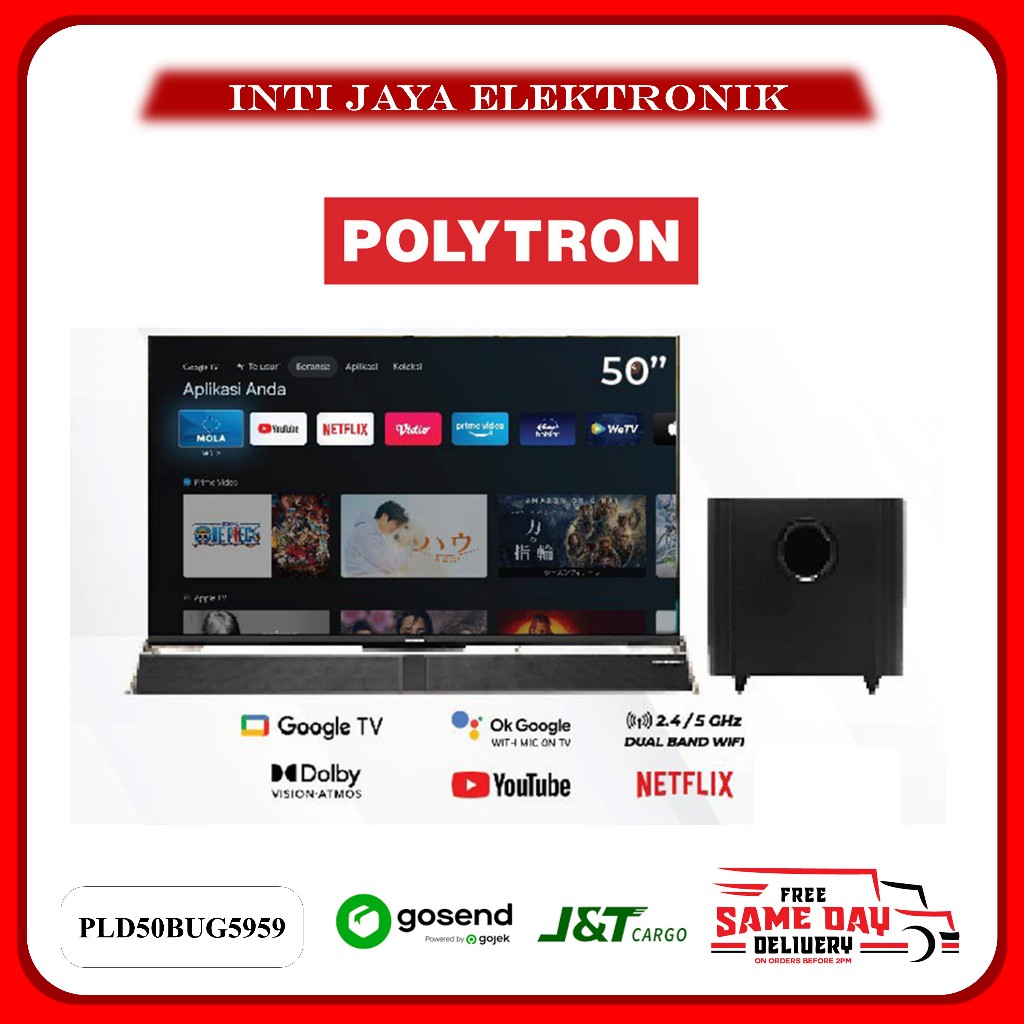 TV POLYTRON 50 INCH 4K UHD CINEMAX GOOGLE ANDROID DIGITAL TV PLD50BUG5959 50INCH PLD 50BUG5959 50BUG