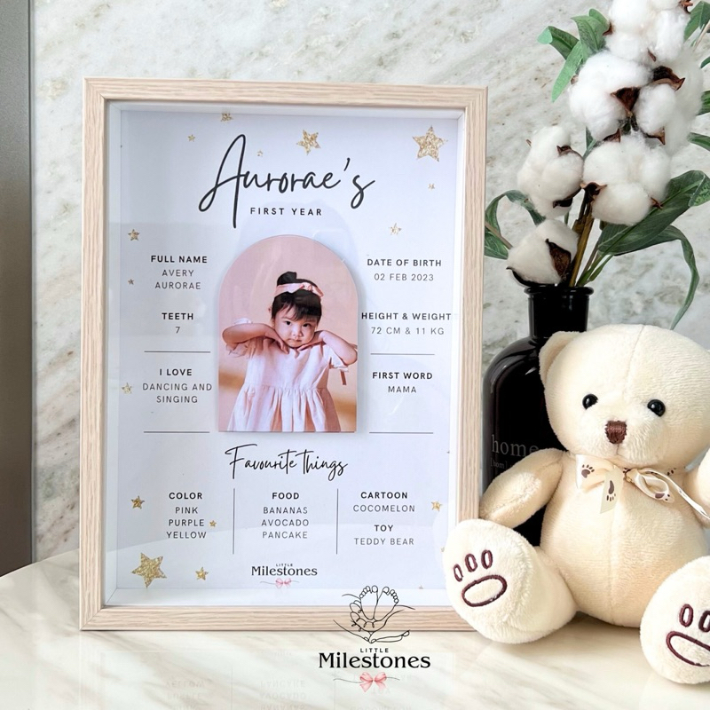 FIRST YEAR BABY 3D FRAME [MILESTONE A] | Baby Gift, Hadiah Bayi, Hadiah Satu Tahun Birthday, Bingkai