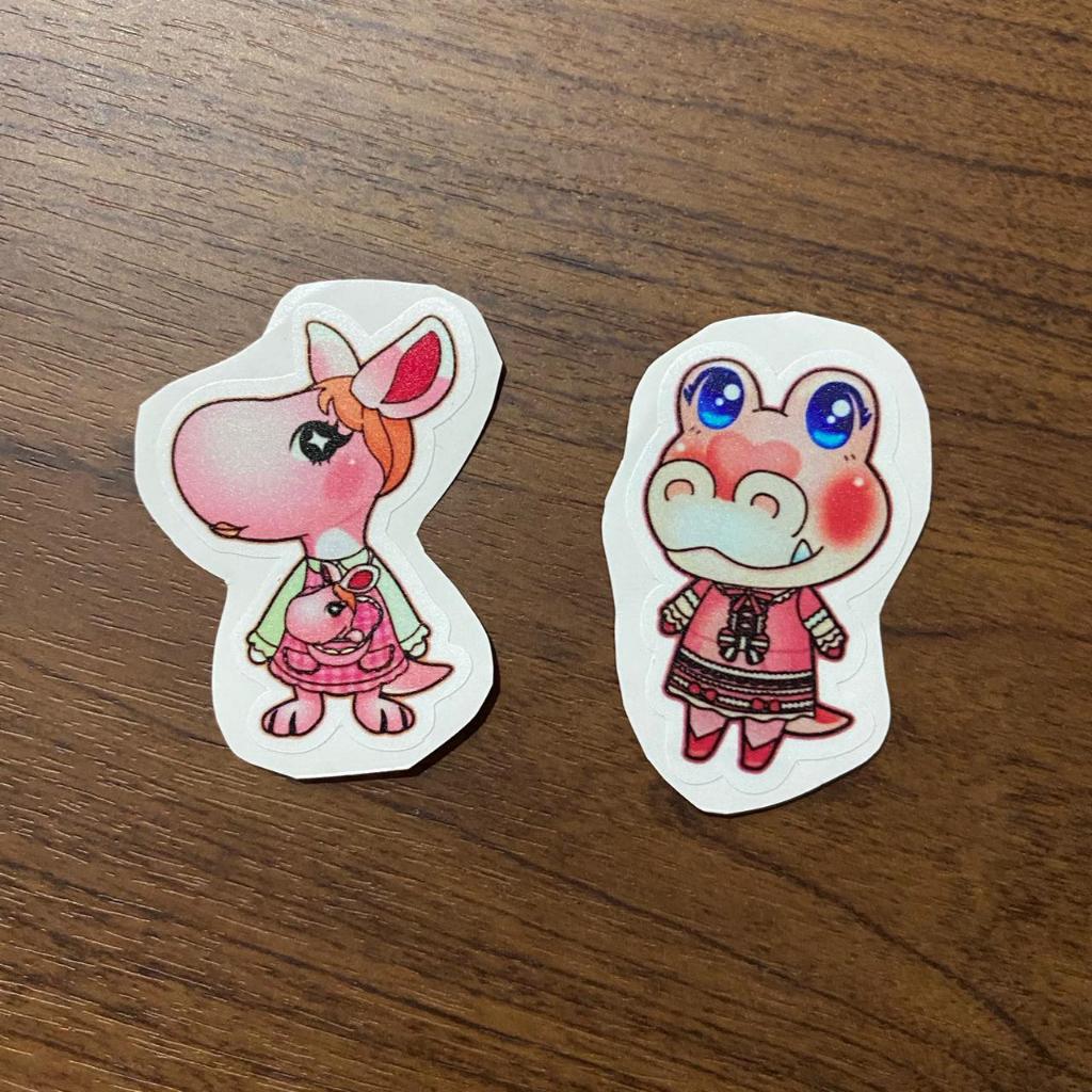 

[ACNH / Animal Crossing New Horizons Characters Homemade Stickers] Kangaroo + Alligator Vinyl Stickers / Stiker Vinyl Kangaroo + Buaya (Marcie & Gayle)