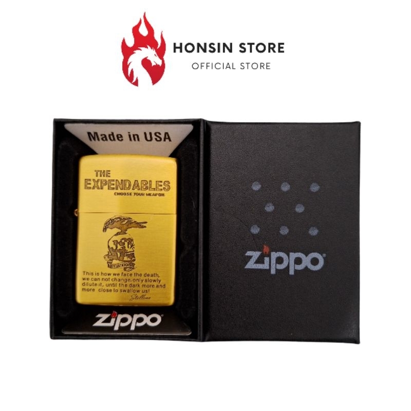 Korek Api Minyak Sumbu Jadul Antik Kuno klasik Motif The Expendables Gold Suara Denting Nyaring