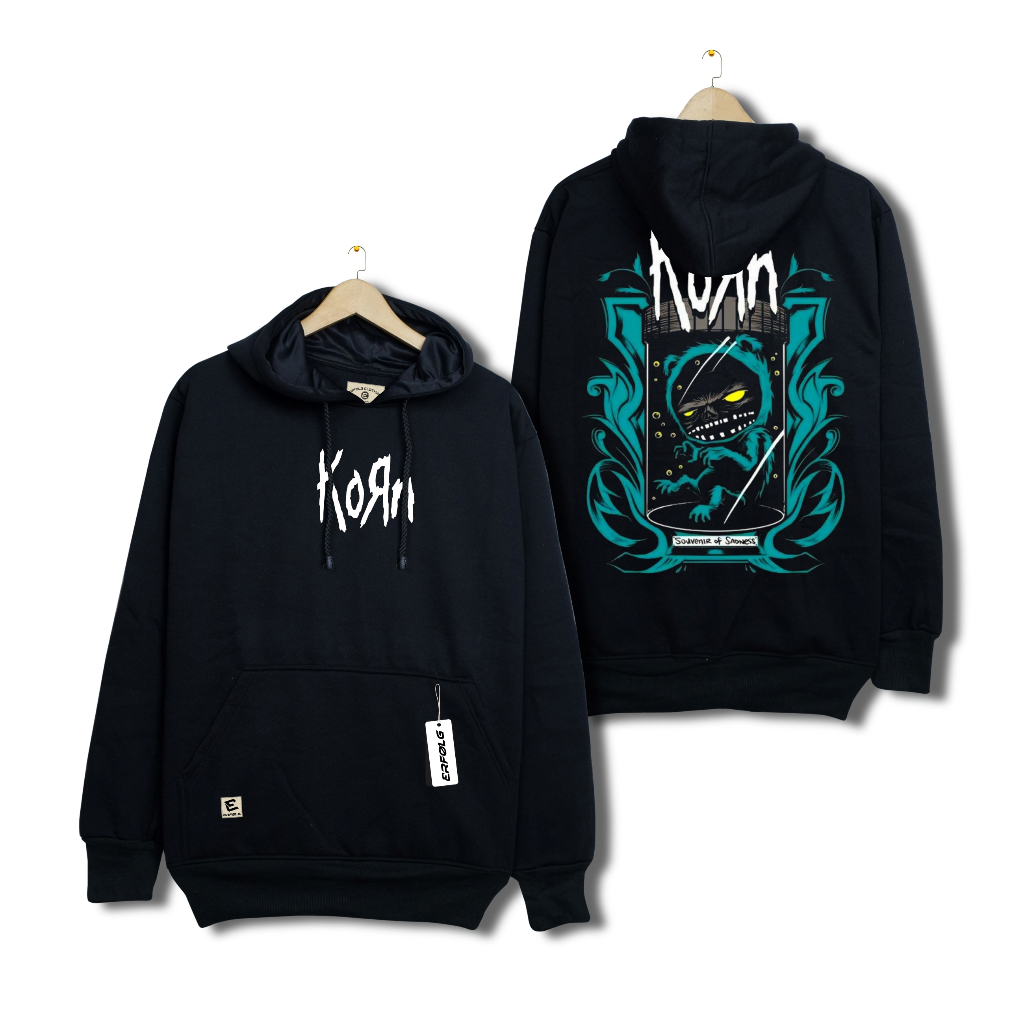 Switer Hoodie Cowok Metal Keren Hodie Jumper Cowok Keren Motif KORN Sablon Depan Belakang Sweater Pr