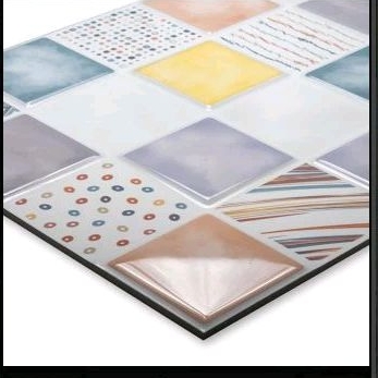 Keramik Roman 30x60 dTanabata watercolor (motif mozaik random warna variasi elegant) glossy grade A